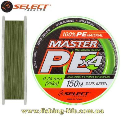 Шнур Select Master 150м. (0.24мм. 29.0кг.) темно-зел. 18700178 фото