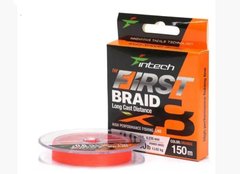 Шнур Intech First Braid X8 Orange 100м. (#0.4 max 10lb/4.54кг.) FS0649464 фото
