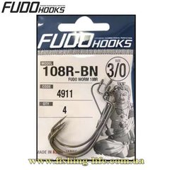 Крючки Fudo WORM 108R Black #1 (уп. 5шт.) FHBN49111 фото