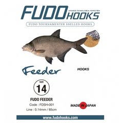 Крючки з повідками Fudo Feeder Black #14 0.14мм. 85см. (уп. 10шт.) FHBNSH0114 фото