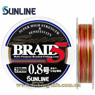 Шнур Sunline Super Braid 5 200м. (#0.6 0.128мм. 4.0кг.) 16580582 фото