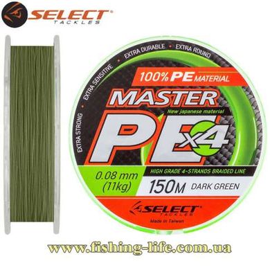 Шнур Select Master PE 150м. (0.08мм. 11.0кг.) темн.-зел. 18700171 фото