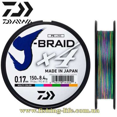 Шнур Daiwa J-Braid x4 150м. Multi Color (0.10мм. 3.8кг.) 12745-010 фото