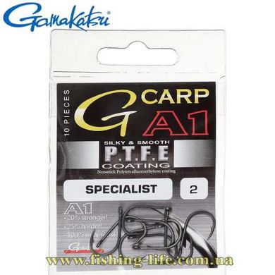 Гачок Gamakatsu A1 G-Carp Specialist PTFE coating Grey №8 (уп. 10шт.) 147671 008 фото