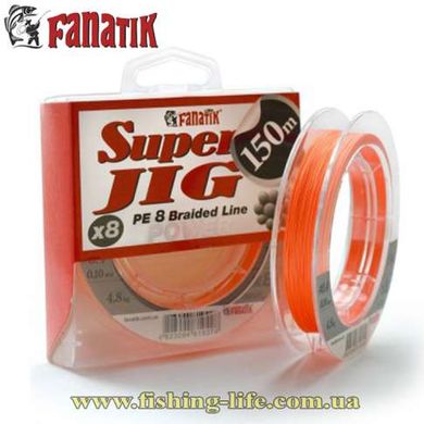 Шнур Fanatik Super Jig PE X8 150м. (#0.4/0.10мм. 4.8кг.) Orange PEX815004G фото