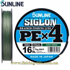 Шнур Sunline Siglon PE х4 300м. (темн-зел.) #1.2/0.187мм. 20lb/9.2кг. 16580947 фото