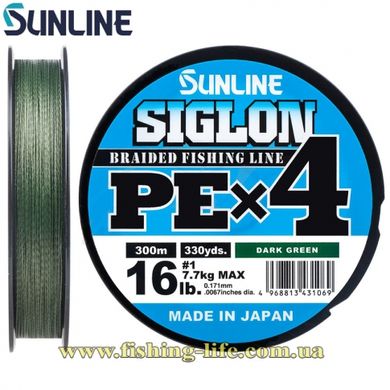 Шнур Sunline Siglon PE х4 300м. (темн-зел.) #1.5/0.209 мм. 25lb/11.0 кг. 16580948 фото