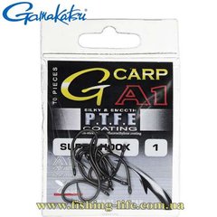 Крючок Gamakatsu A1 G-Carp Super Hook P.T.F.E. coating Grey №1 (уп. 10шт.) 147672 001 фото