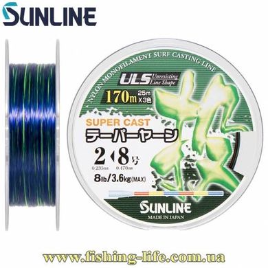 Волосінь Sunline New Tapered Line 170м. (#2.0>12.0 0.235мм.>0.57мм. 3.6кг.) конусна 3 COLORS 16580085 фото