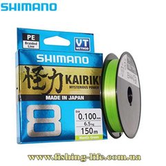 Шнур Shimano Kairiki 8 PE (Mantis Green) 150м. 0.20мм. 17.1кг. 22669694 фото