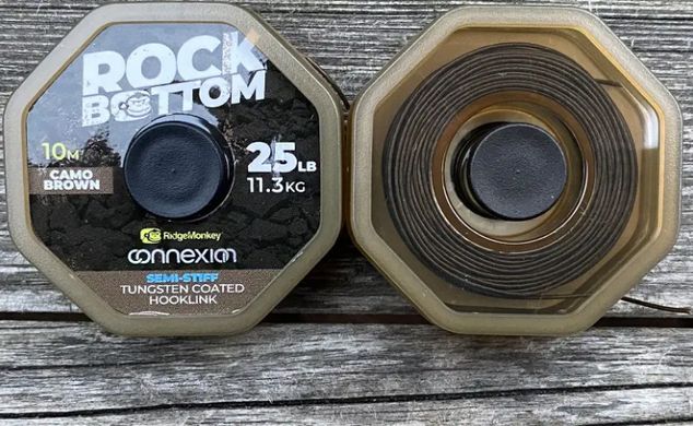 Повідковий матеріал RidgeMonkey Connexion Rock Bottom Tungsten Semi Stiff Coated Hooklink Camo Brown 10м. 25lb/11.3кг. 91680347 фото