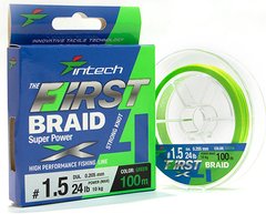 Шнур Intech First Braid X4 Green 100м. (#0.3 max 6lb/2.72кг.) FS0649446 фото