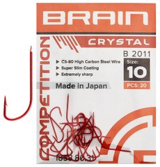Крючок Brain Crystal B2011 #10 (уп. 20шт.) ц:red 18588031 фото