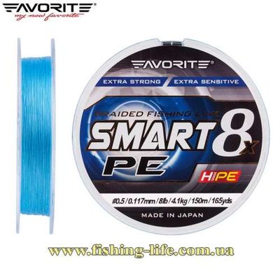 Шнур Favorite Smart PE 8x 150м. (sky blue) (#0.5/0.117мм. 8lb/4.1кг.) 16931070 фото