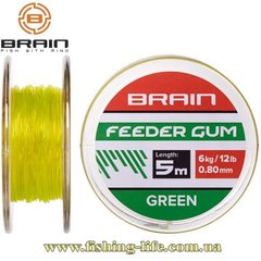 Амортизирующая резина Brain Feeder Gum 0.6мм. 8lb/4кг. (5м.) ц:зеленый 18581088 фото