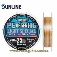 Шнур Sunline PE JIGGER HG Light Special 200м. (#0.6 max10lb 0.128мм. 4.2кг.) 16580391 фото