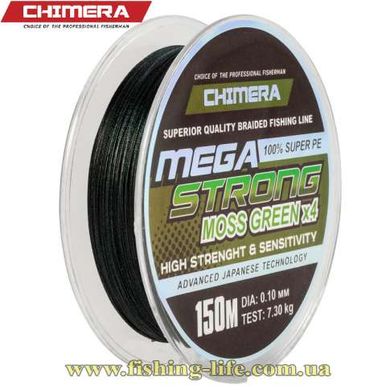 Шнур Chimera Megastrong Moss Green PE X4 150м. темний (0.06мм. 4.9кг.) 734151-06 фото