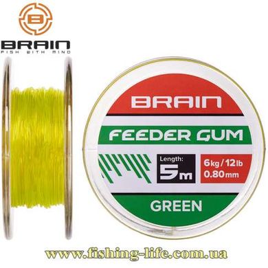 Амортизирующая резина Brain Feeder Gum 0.8мм. 12lb/6кг. (5м.) ц:зеленый 18581089 фото