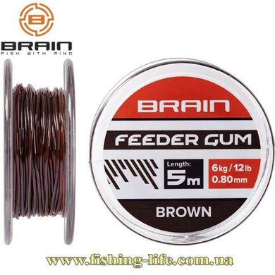 Амортизирующая резина Brain Feeder Gum 0.8мм. 12lb/6кг. (5м.) ц:коричневый 18581087 фото