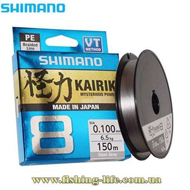 Шнур Shimano Kairiki 8 PE (Steel Gray) 150м. 0.10мм. 6.5кг. 22669709 фото