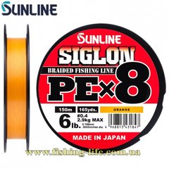 Шнур Sunline Siglon PE х8 150м. (помаран.) #1.5/0.209мм. 25lb/11.0кг. 16580991 фото