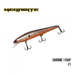 Воблер Megabite Sardine 110SP (110мм. 13.7гр. 1.2м.) (колір-1) FS0631150 фото